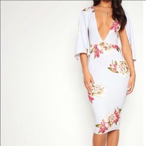 Prettylittlething Pastel blue midi floral dress